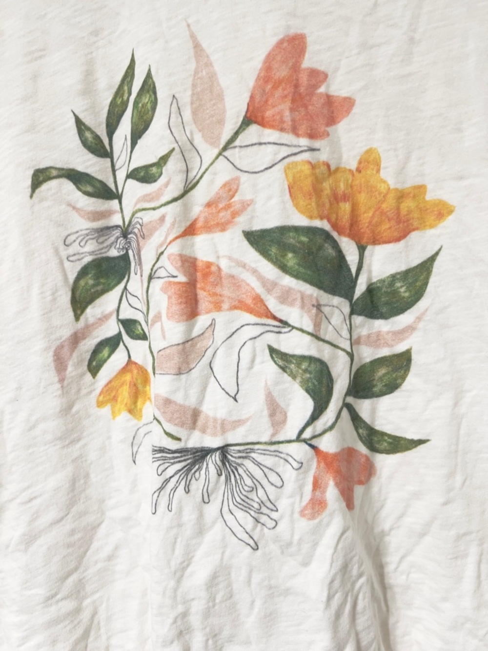 Old Navy Floral Graphic Tee Women 3X Plus Distressed Vintage Look Shirt - Picture 2 of 5